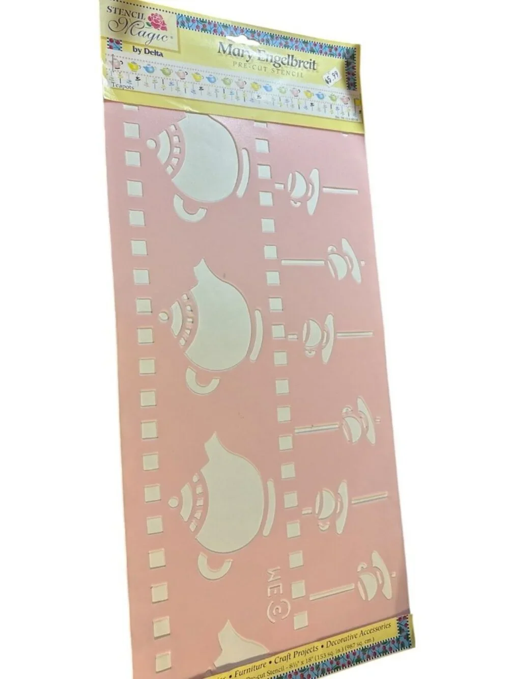 Mary Engelbreit Stencil Magic Pre-Cut Stencil Teapot Border Design New Old Stock